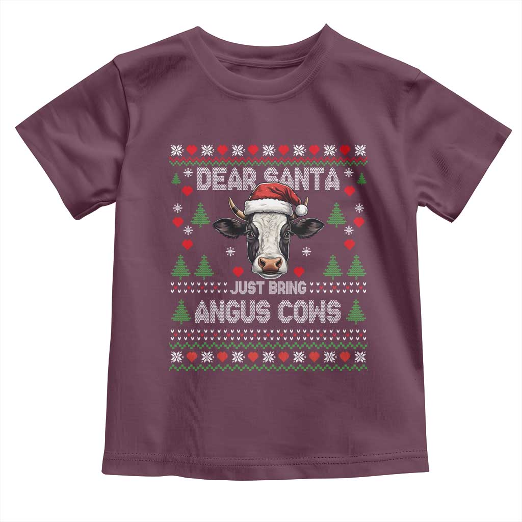 Dear Santa Angus Cow Christmas Toddler T Shirt Funny Farm Cow Lover Holiday Farm Ugly Sweater - Wonder Print Shop