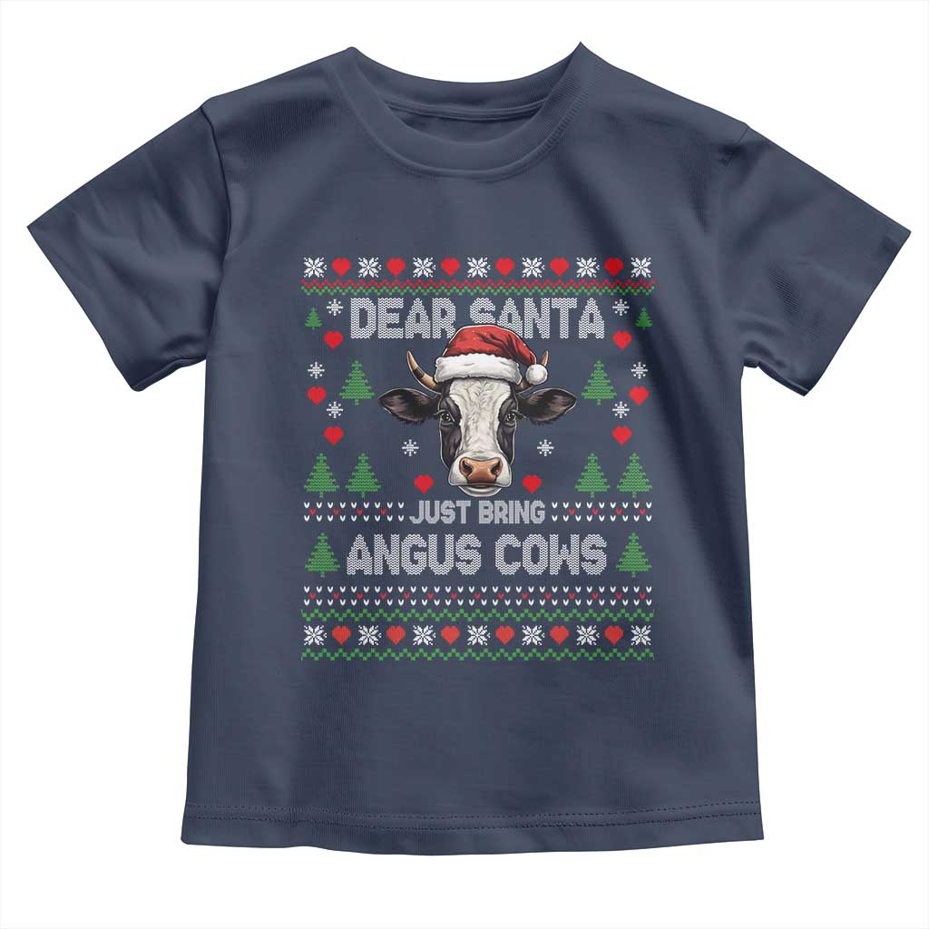 Dear Santa Angus Cow Christmas Toddler T Shirt Funny Farm Cow Lover Holiday Farm Ugly Sweater - Wonder Print Shop