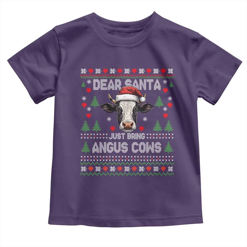 Dear Santa Angus Cow Christmas Toddler T Shirt Funny Farm Cow Lover Holiday Farm Ugly Sweater - Wonder Print Shop