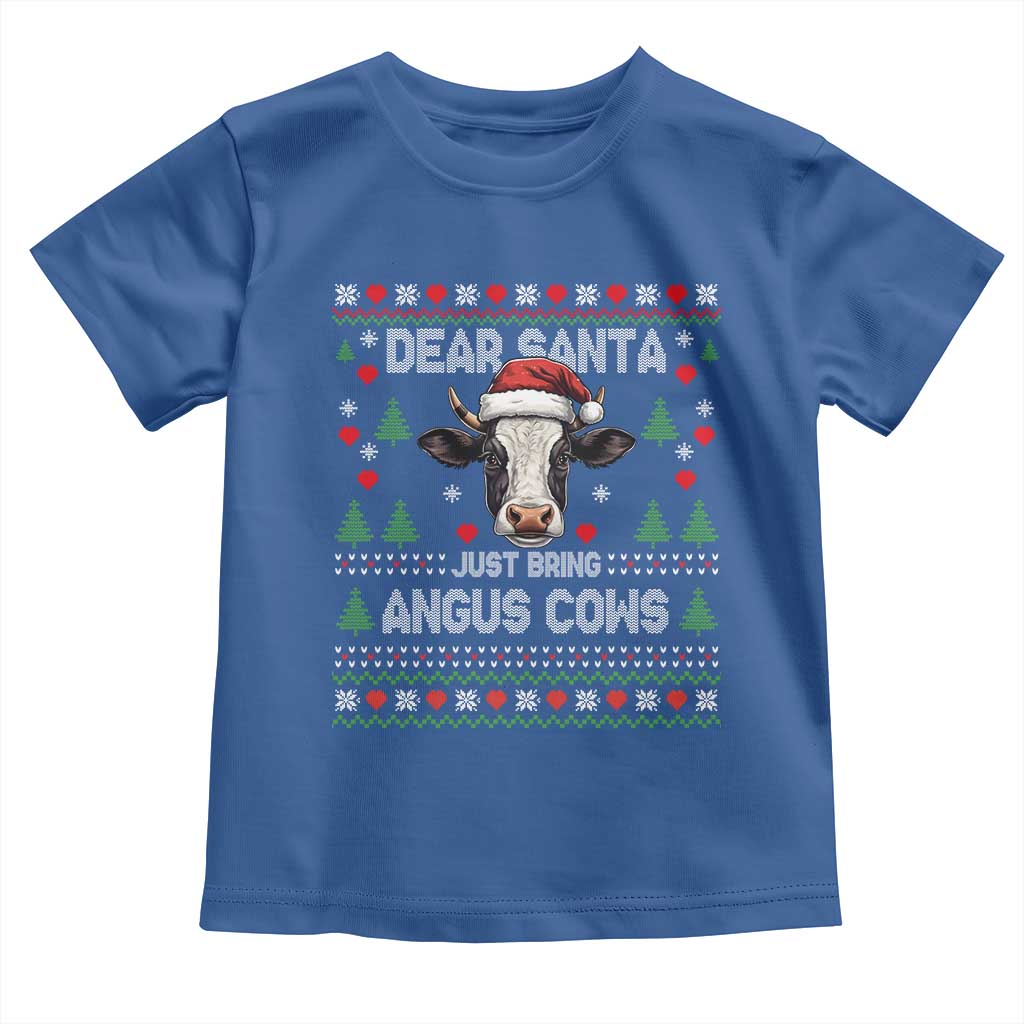 Dear Santa Angus Cow Christmas Toddler T Shirt Funny Farm Cow Lover Holiday Farm Ugly Sweater - Wonder Print Shop