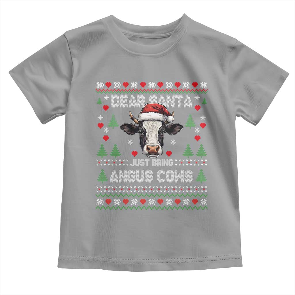 Dear Santa Angus Cow Christmas Toddler T Shirt Funny Farm Cow Lover Holiday Farm Ugly Sweater - Wonder Print Shop