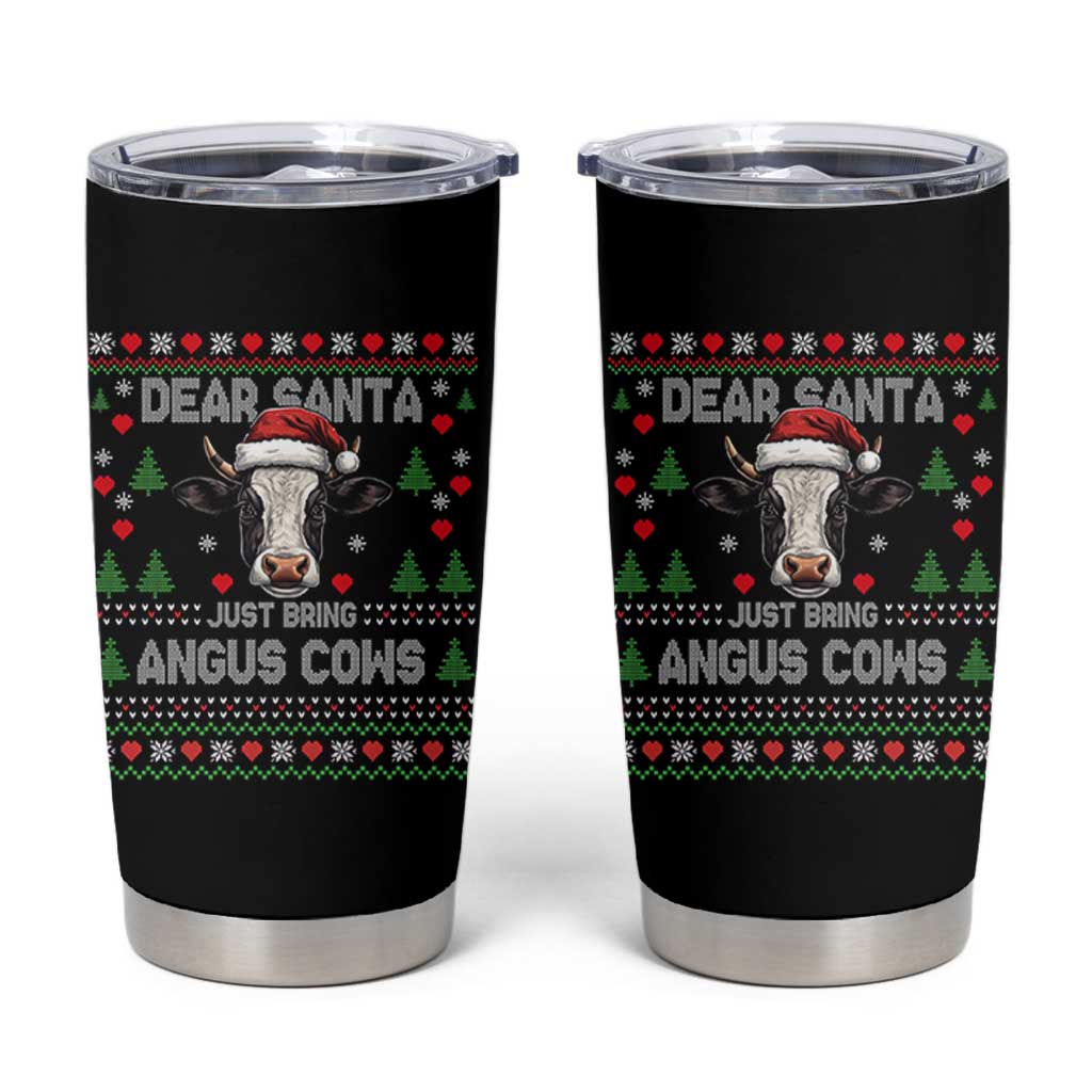 Dear Santa Angus Cow Christmas Tumbler Cup Funny Farm Cow Lover Holiday Farm Ugly Sweater - Wonder Print Shop