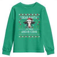 Dear Santa Angus Cow Christmas Youth Sweatshirt Funny Farm Cow Lover Holiday Farm Ugly Sweater - Wonder Print Shop