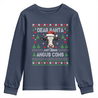 Dear Santa Angus Cow Christmas Youth Sweatshirt Funny Farm Cow Lover Holiday Farm Ugly Sweater - Wonder Print Shop