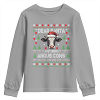 Dear Santa Angus Cow Christmas Youth Sweatshirt Funny Farm Cow Lover Holiday Farm Ugly Sweater - Wonder Print Shop