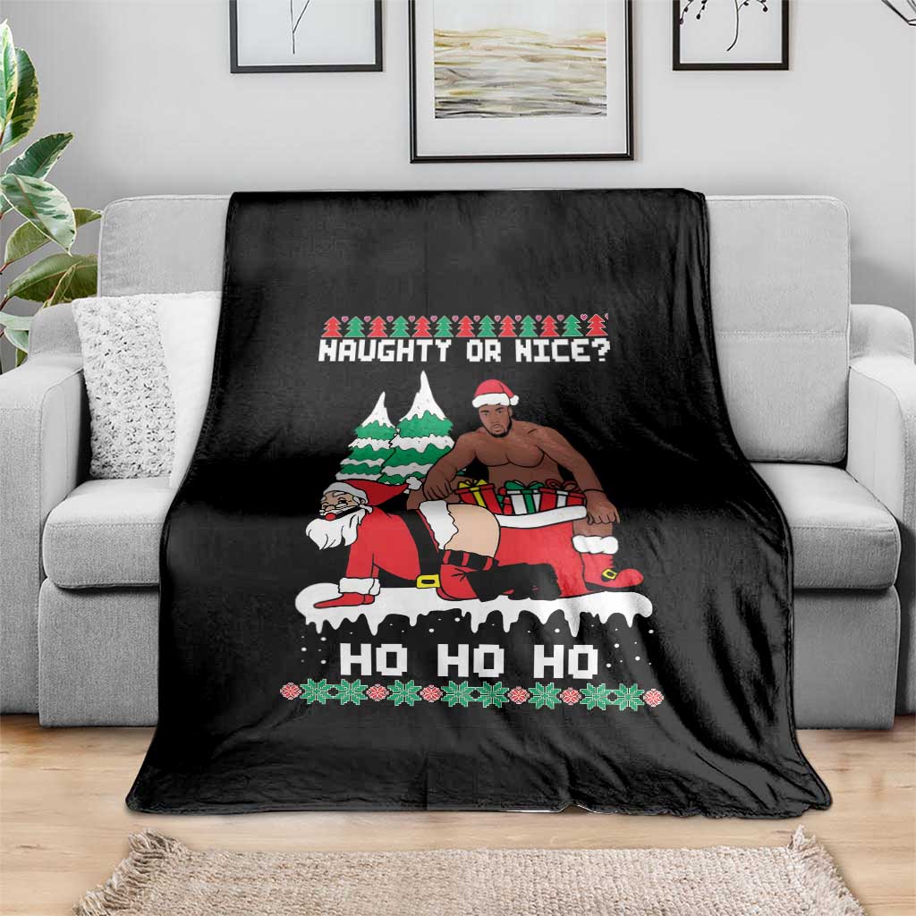 Funny Santa and Diddy Christmas Throw Blanket Naughty or Nice Ho Ho Ho Adult Humor Holiday - Wonder Print Shop