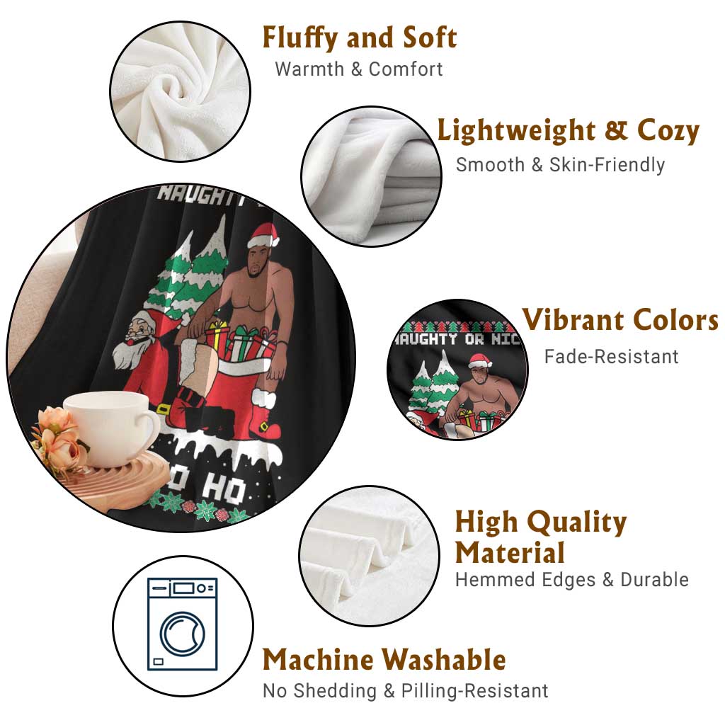 Funny Santa and Diddy Christmas Throw Blanket Naughty or Nice Ho Ho Ho Adult Humor Holiday - Wonder Print Shop