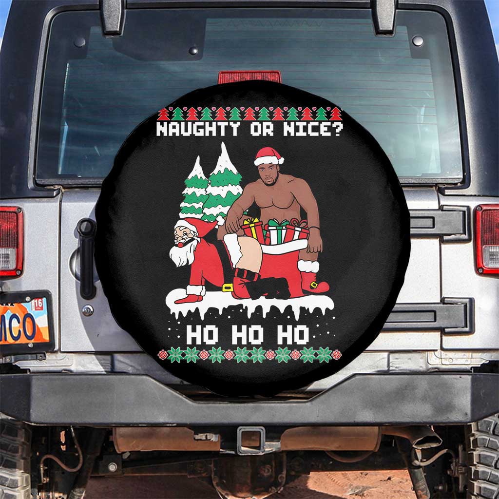 Funny Santa and Diddy Christmas Spare Tire Cover Naughty or Nice Ho Ho Ho Adult Humor Holiday - Wonder Print Shop
