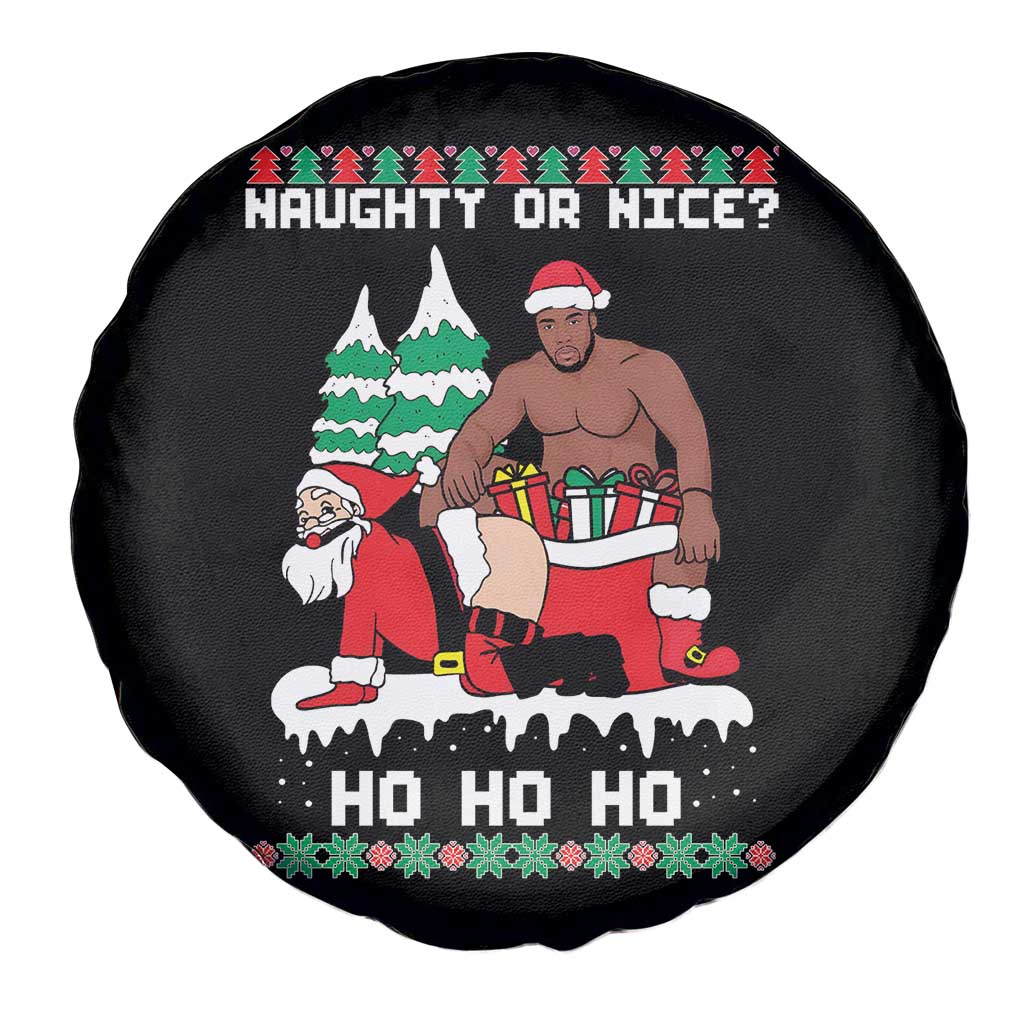 Funny Santa and Diddy Christmas Spare Tire Cover Naughty or Nice Ho Ho Ho Adult Humor Holiday - Wonder Print Shop