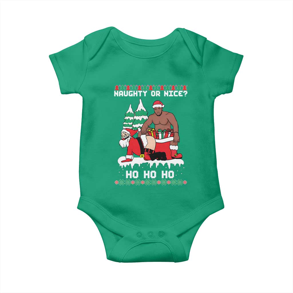 Funny Santa and Diddy Christmas Baby Onesie Naughty or Nice Ho Ho Ho Adult Humor Holiday - Wonder Print Shop