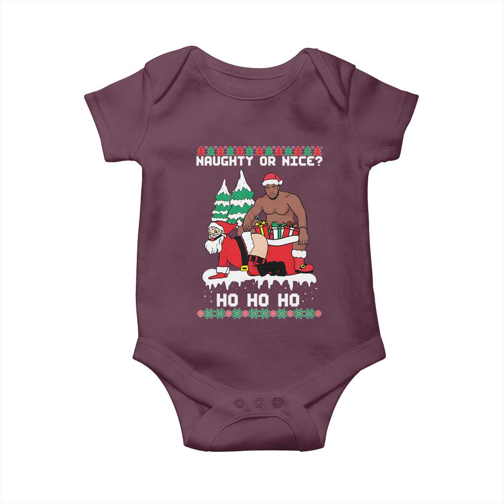 Funny Santa and Diddy Christmas Baby Onesie Naughty or Nice Ho Ho Ho Adult Humor Holiday - Wonder Print Shop