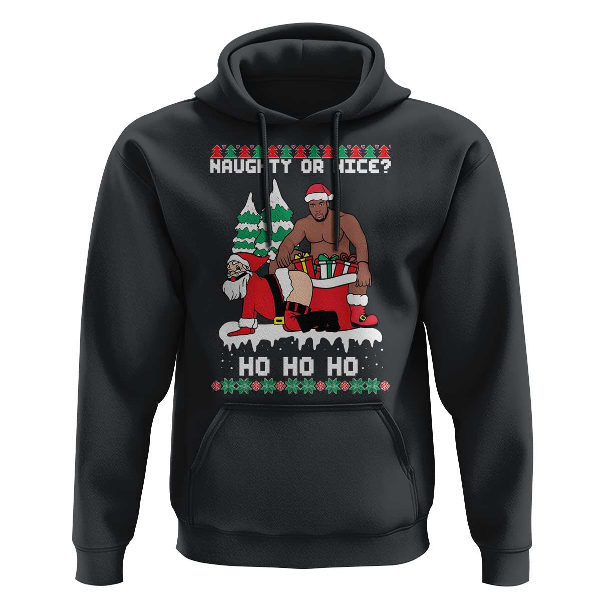 Funny Santa and Diddy Christmas Hoodie Naughty or Nice Ho Ho Ho Adult Humor Holiday - Wonder Print Shop