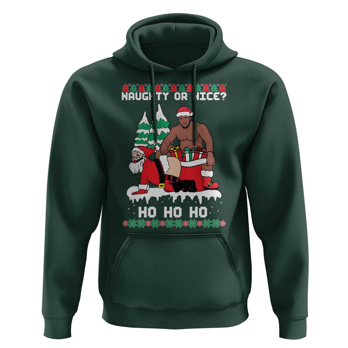 Funny Santa and Diddy Christmas Hoodie Naughty or Nice Ho Ho Ho Adult Humor Holiday - Wonder Print Shop
