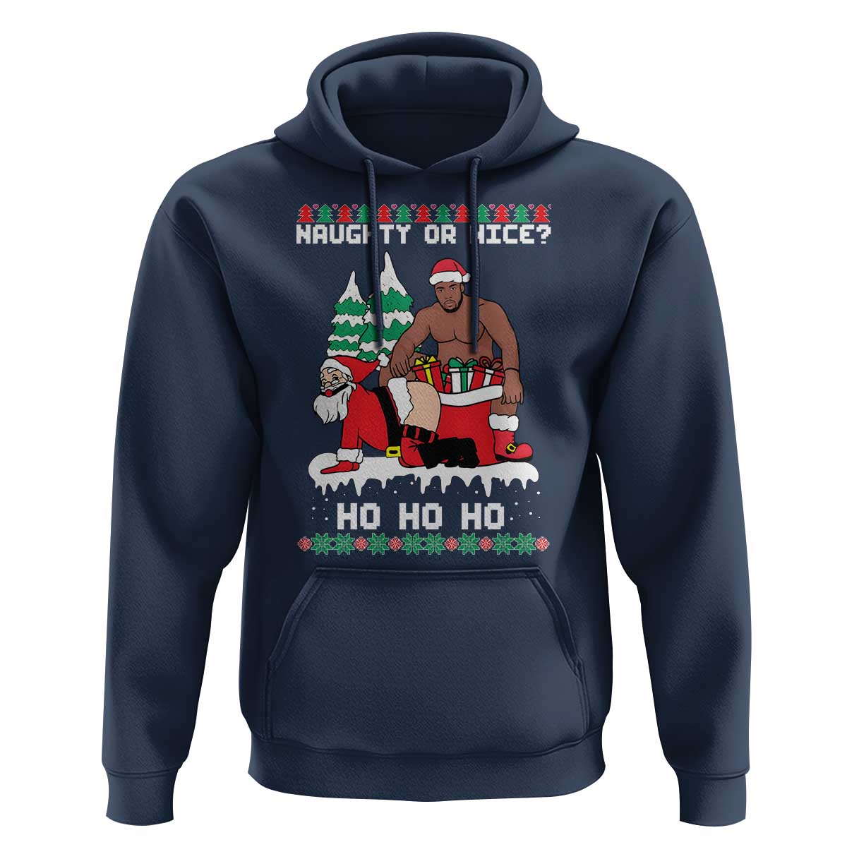 Funny Santa and Diddy Christmas Hoodie Naughty or Nice Ho Ho Ho Adult Humor Holiday - Wonder Print Shop