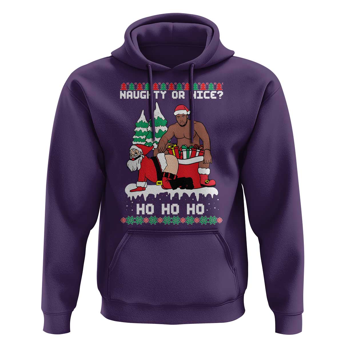 Funny Santa and Diddy Christmas Hoodie Naughty or Nice Ho Ho Ho Adult Humor Holiday - Wonder Print Shop