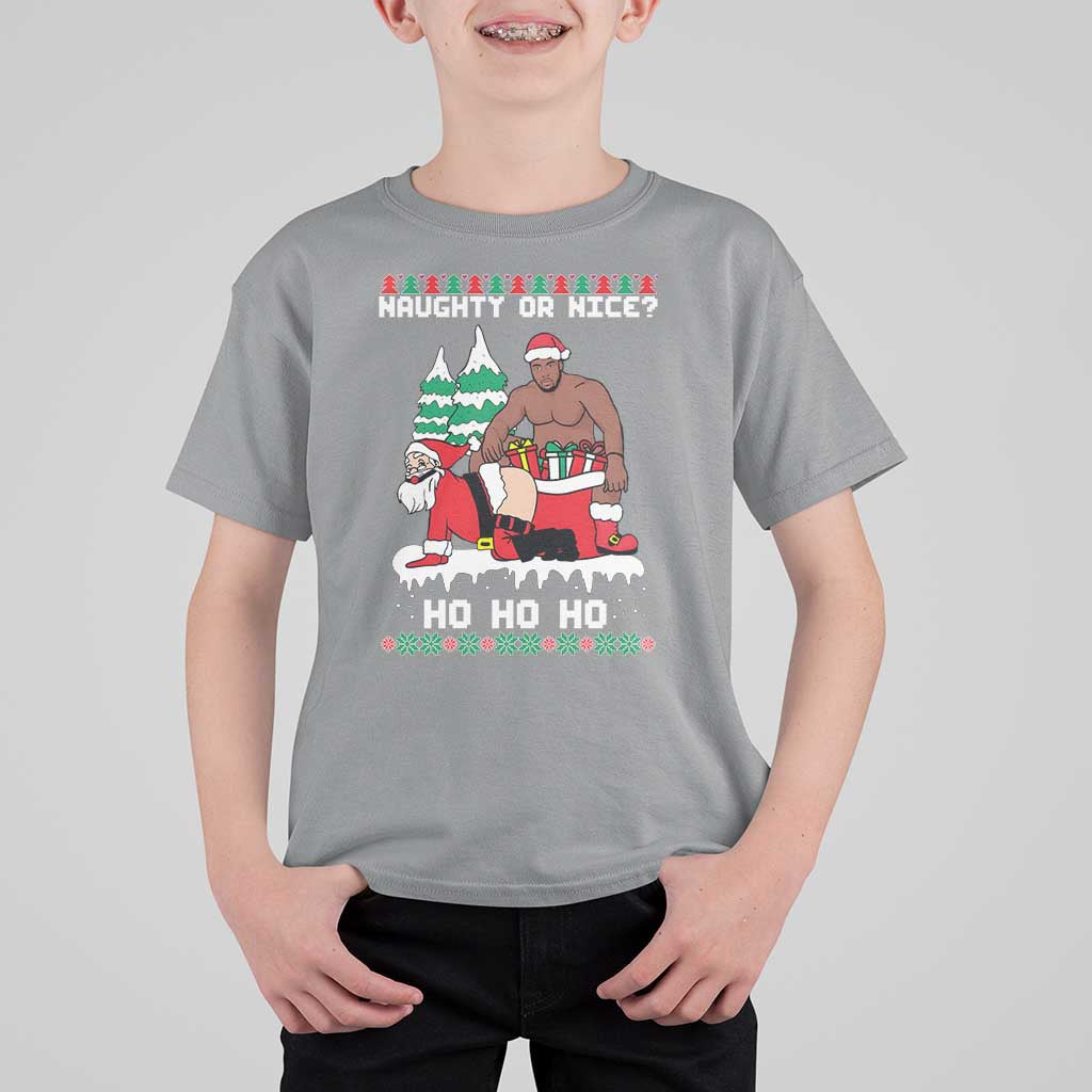 Funny Santa and Diddy Christmas T Shirt For Kid Naughty or Nice Ho Ho Ho Adult Humor Holiday - Wonder Print Shop
