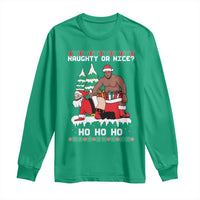 Funny Santa and Diddy Christmas Long Sleeve Shirt Naughty or Nice Ho Ho Ho Adult Humor Holiday - Wonder Print Shop