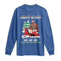 Funny Santa and Diddy Christmas Long Sleeve Shirt Naughty or Nice Ho Ho Ho Adult Humor Holiday - Wonder Print Shop
