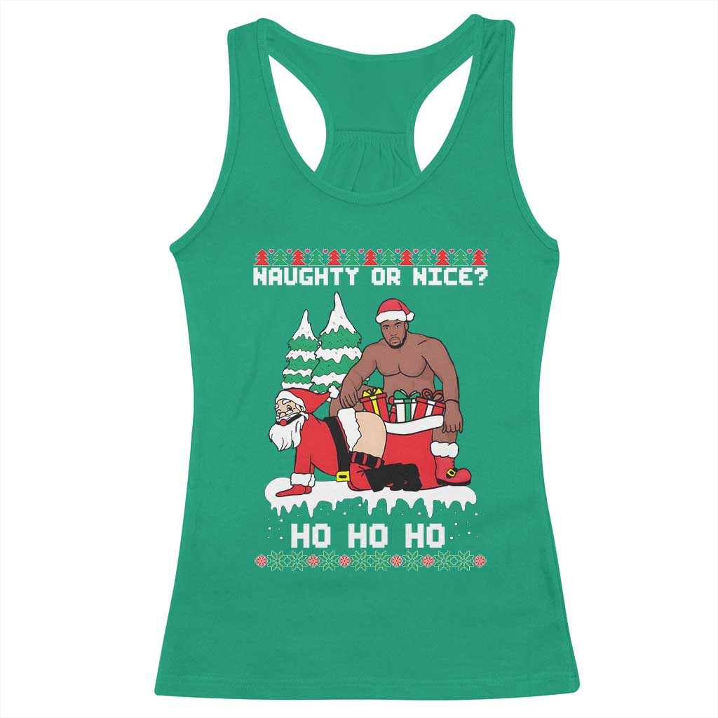 Funny Santa and Diddy Christmas Racerback Tank Top Naughty or Nice Ho Ho Ho Adult Humor Holiday - Wonder Print Shop