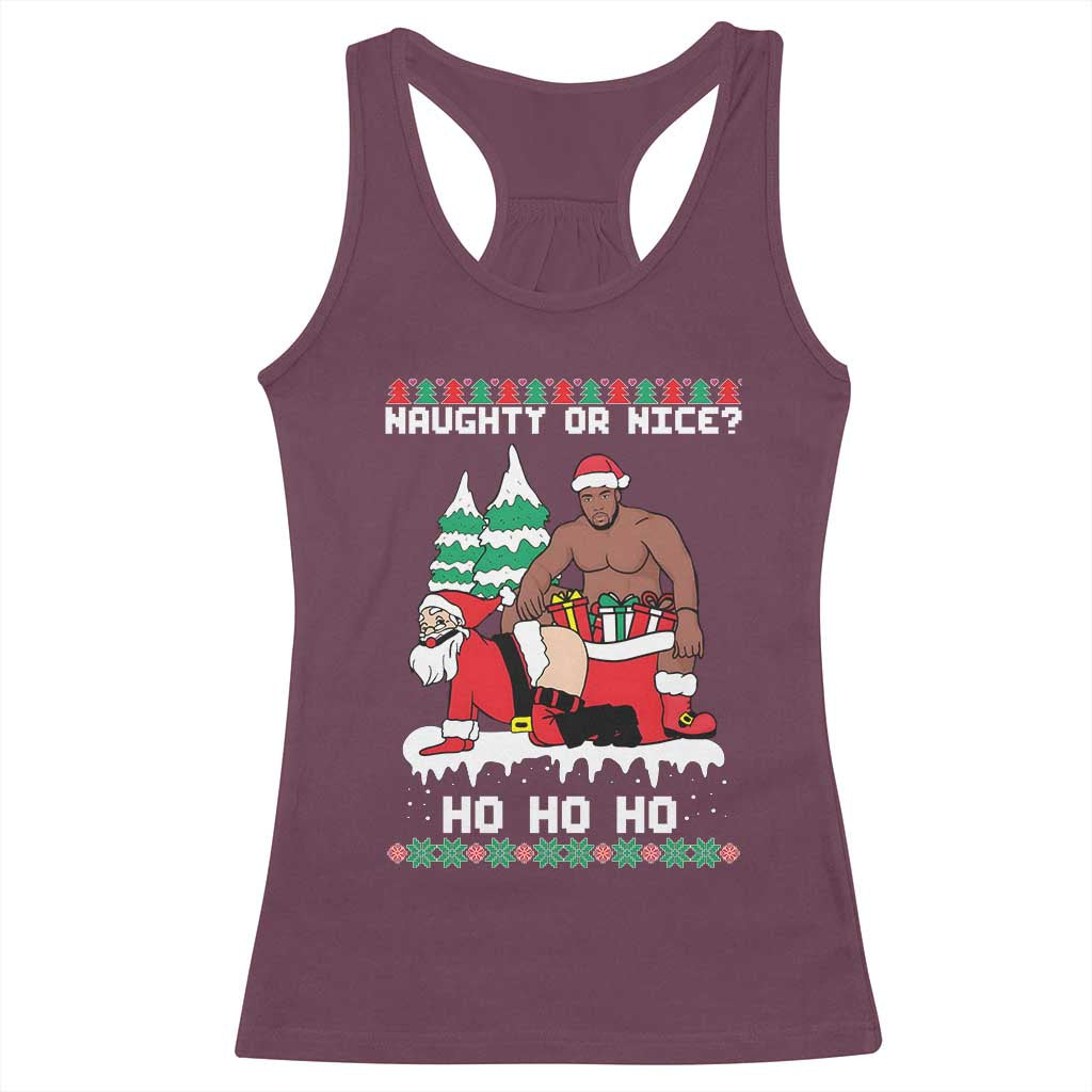 Funny Santa and Diddy Christmas Racerback Tank Top Naughty or Nice Ho Ho Ho Adult Humor Holiday - Wonder Print Shop