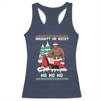 Funny Santa and Diddy Christmas Racerback Tank Top Naughty or Nice Ho Ho Ho Adult Humor Holiday - Wonder Print Shop