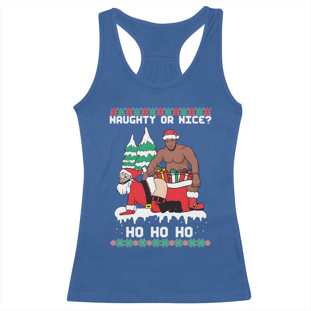 Funny Santa and Diddy Christmas Racerback Tank Top Naughty or Nice Ho Ho Ho Adult Humor Holiday - Wonder Print Shop