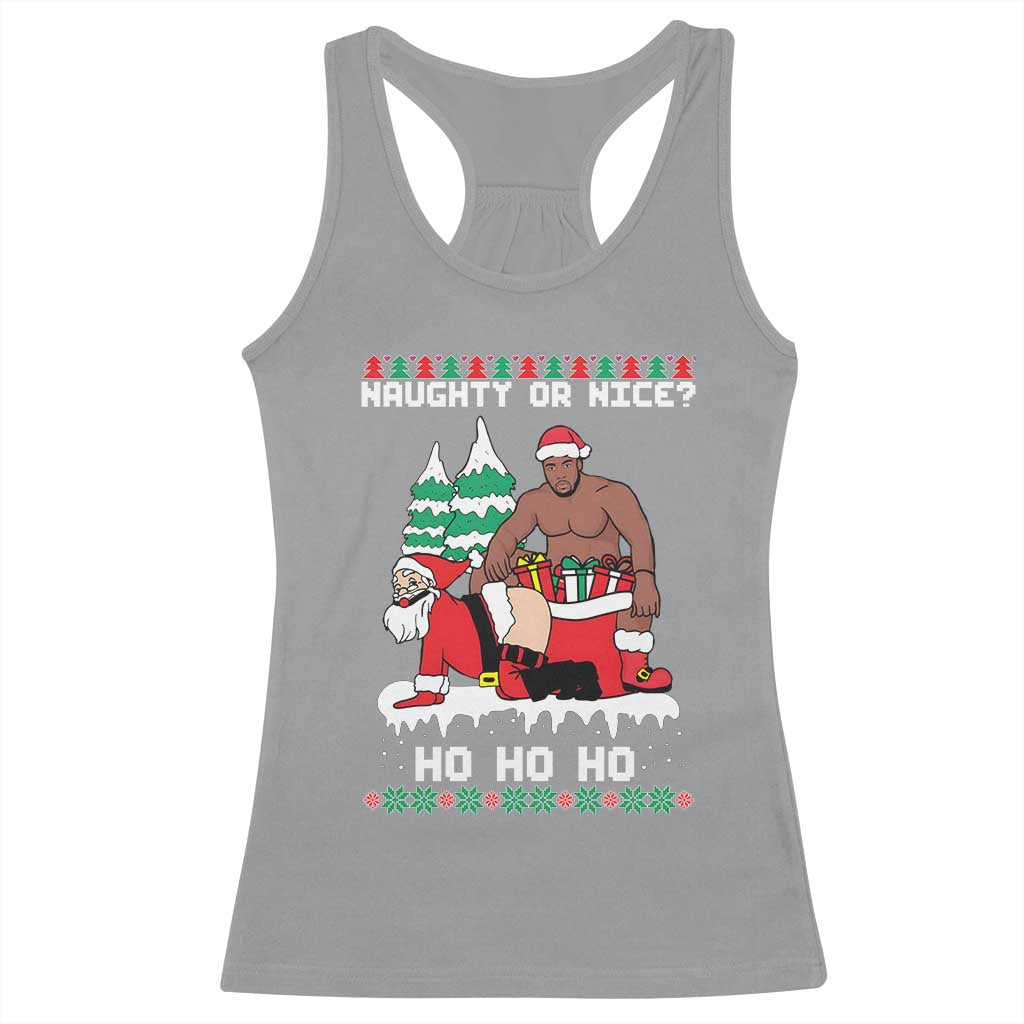 Funny Santa and Diddy Christmas Racerback Tank Top Naughty or Nice Ho Ho Ho Adult Humor Holiday - Wonder Print Shop