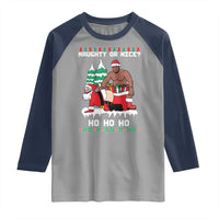 Funny Santa and Diddy Christmas Raglan Shirt Naughty or Nice Ho Ho Ho Adult Humor Holiday - Wonder Print Shop