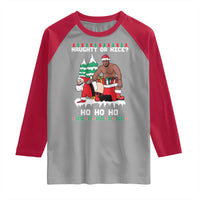 Funny Santa and Diddy Christmas Raglan Shirt Naughty or Nice Ho Ho Ho Adult Humor Holiday - Wonder Print Shop