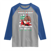 Funny Santa and Diddy Christmas Raglan Shirt Naughty or Nice Ho Ho Ho Adult Humor Holiday - Wonder Print Shop