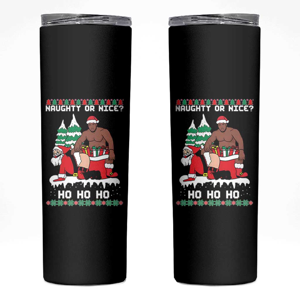 Funny Santa and Diddy Christmas Skinny Tumbler Naughty or Nice Ho Ho Ho Adult Humor Holiday - Wonder Print Shop