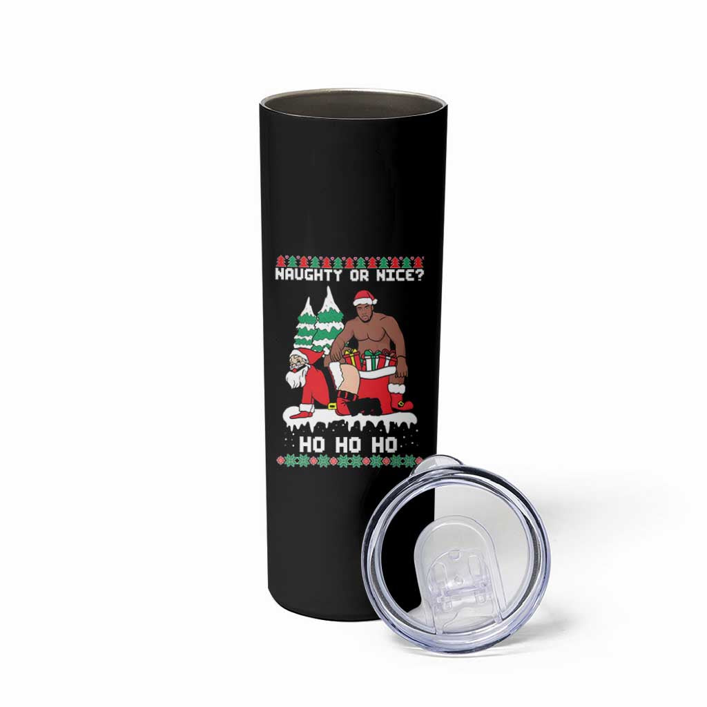 Funny Santa and Diddy Christmas Skinny Tumbler Naughty or Nice Ho Ho Ho Adult Humor Holiday - Wonder Print Shop