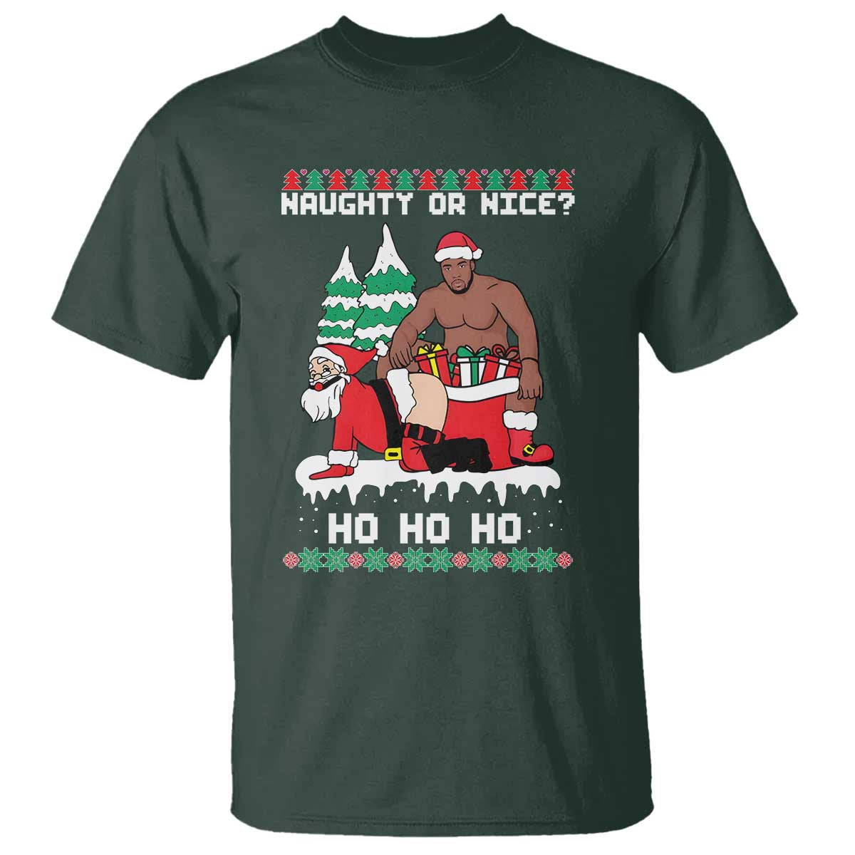 Funny Santa and Diddy Christmas T Shirt Naughty or Nice Ho Ho Ho Adult Humor Holiday - Wonder Print Shop