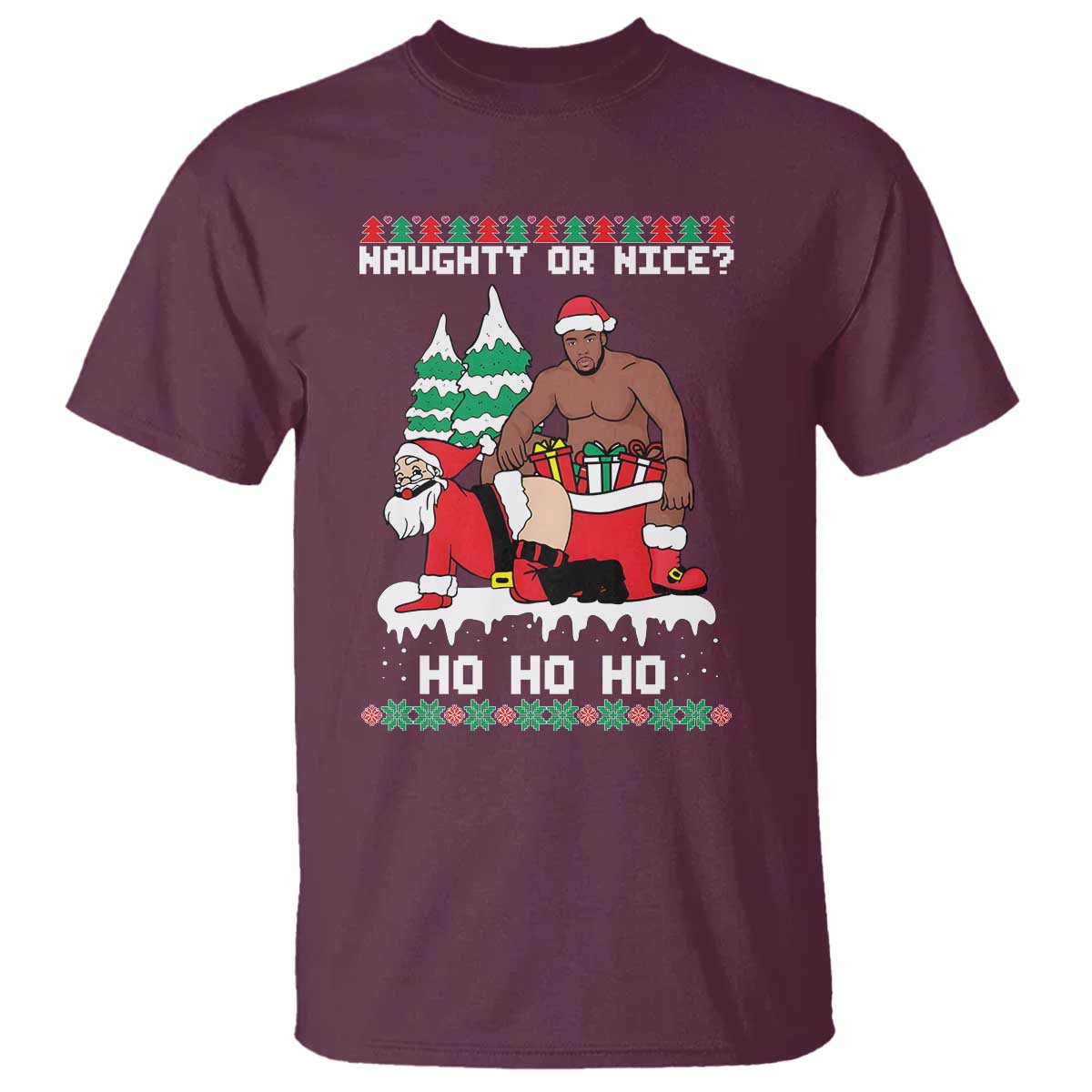 Funny Santa and Diddy Christmas T Shirt Naughty or Nice Ho Ho Ho Adult Humor Holiday - Wonder Print Shop