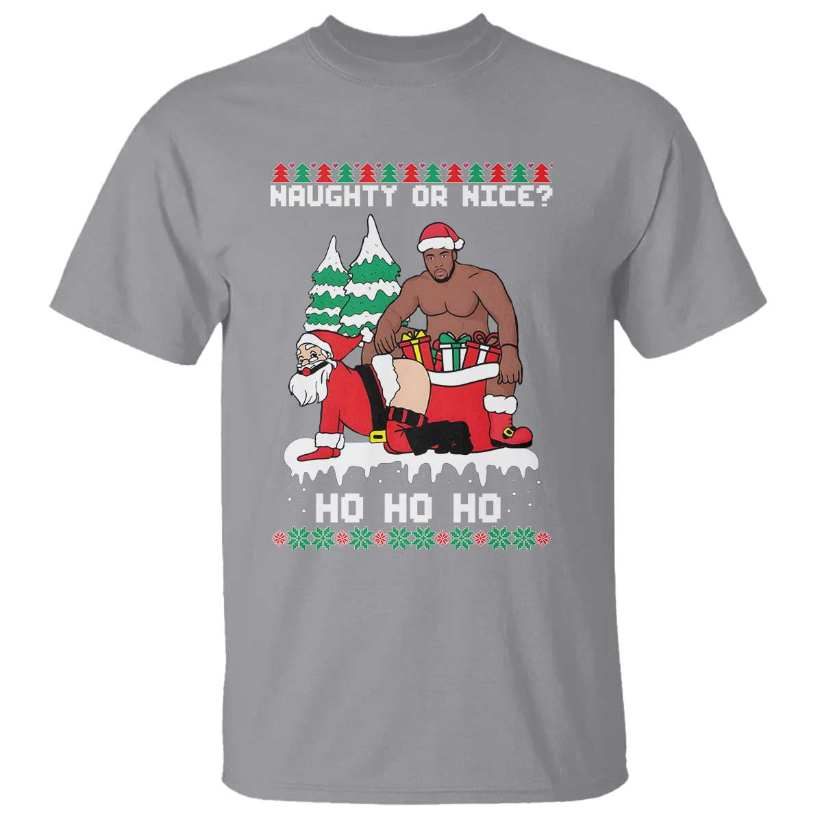 Funny Santa and Diddy Christmas T Shirt Naughty or Nice Ho Ho Ho Adult Humor Holiday - Wonder Print Shop