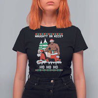 Funny Santa and Diddy Christmas T Shirt For Women Naughty or Nice Ho Ho Ho Adult Humor Holiday - Wonder Print Shop