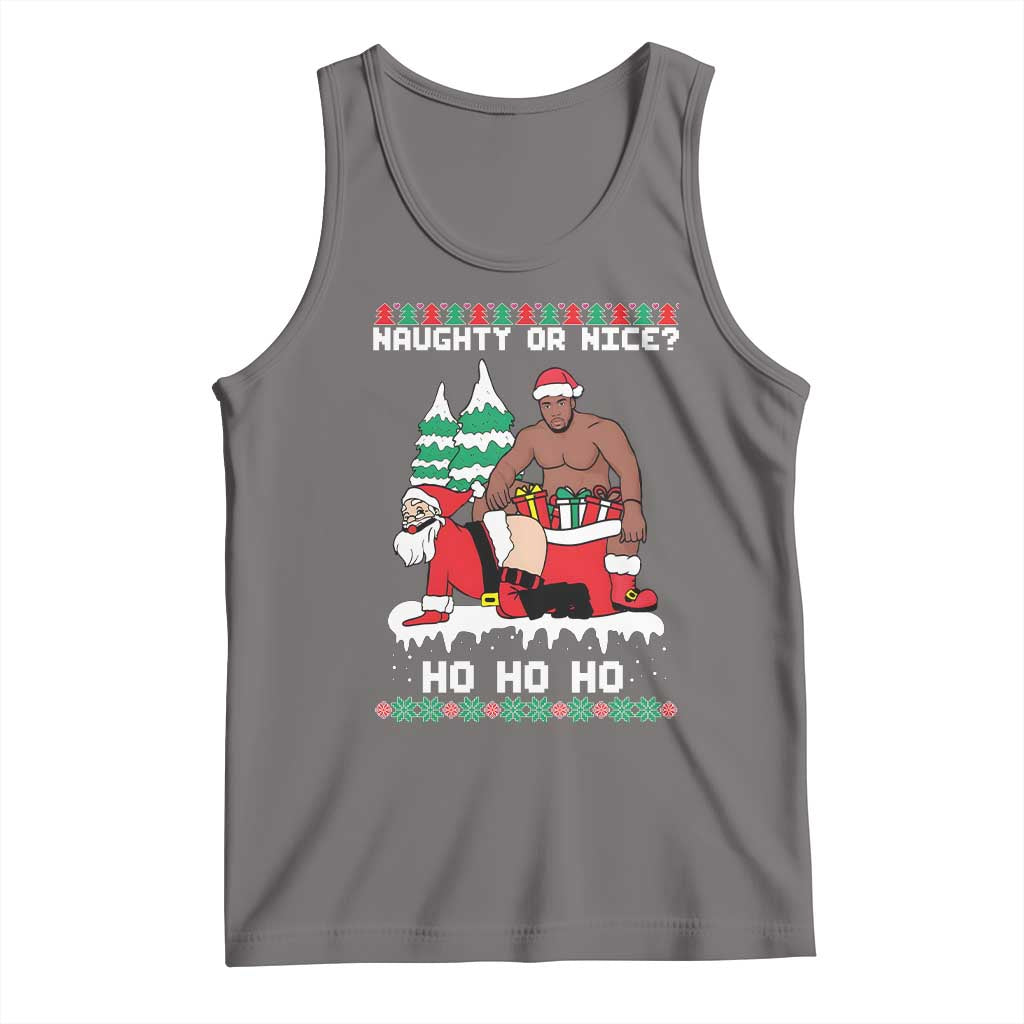 Funny Santa and Diddy Christmas Tank Top Naughty or Nice Ho Ho Ho Adult Humor Holiday - Wonder Print Shop