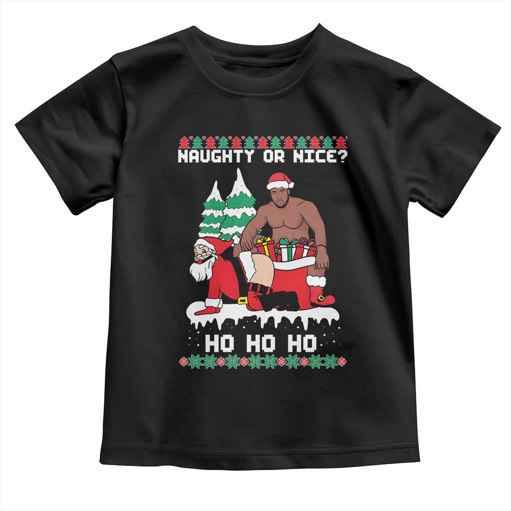 Funny Santa and Diddy Christmas Toddler T Shirt Naughty or Nice Ho Ho Ho Adult Humor Holiday - Wonder Print Shop