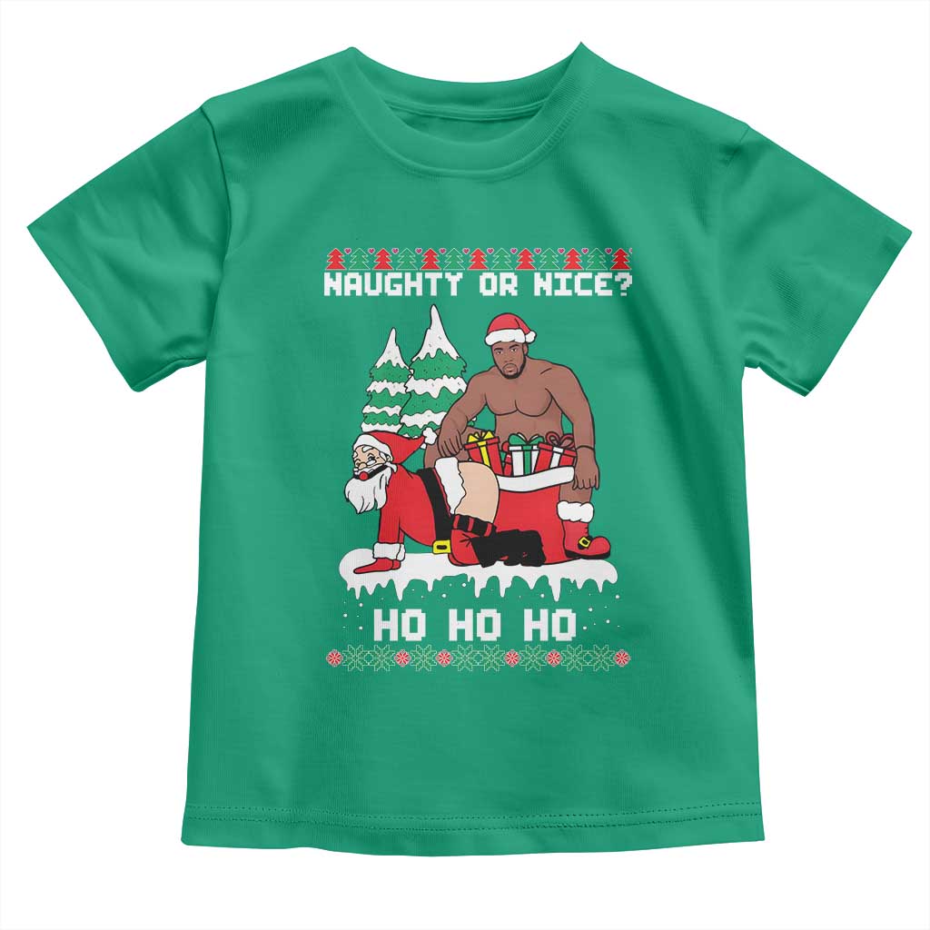 Funny Santa and Diddy Christmas Toddler T Shirt Naughty or Nice Ho Ho Ho Adult Humor Holiday - Wonder Print Shop