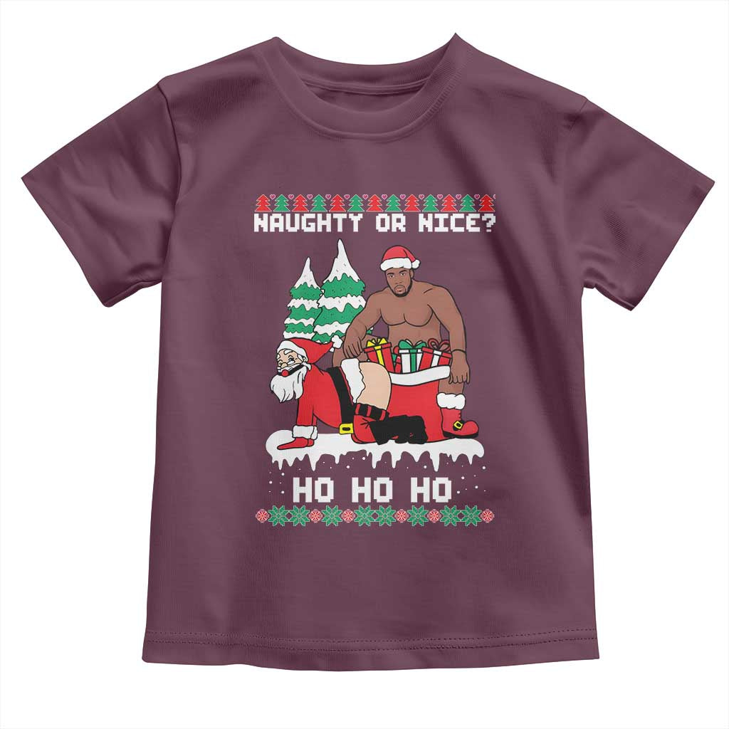 Funny Santa and Diddy Christmas Toddler T Shirt Naughty or Nice Ho Ho Ho Adult Humor Holiday - Wonder Print Shop