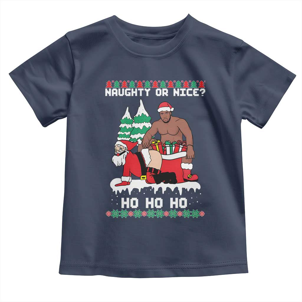 Funny Santa and Diddy Christmas Toddler T Shirt Naughty or Nice Ho Ho Ho Adult Humor Holiday - Wonder Print Shop
