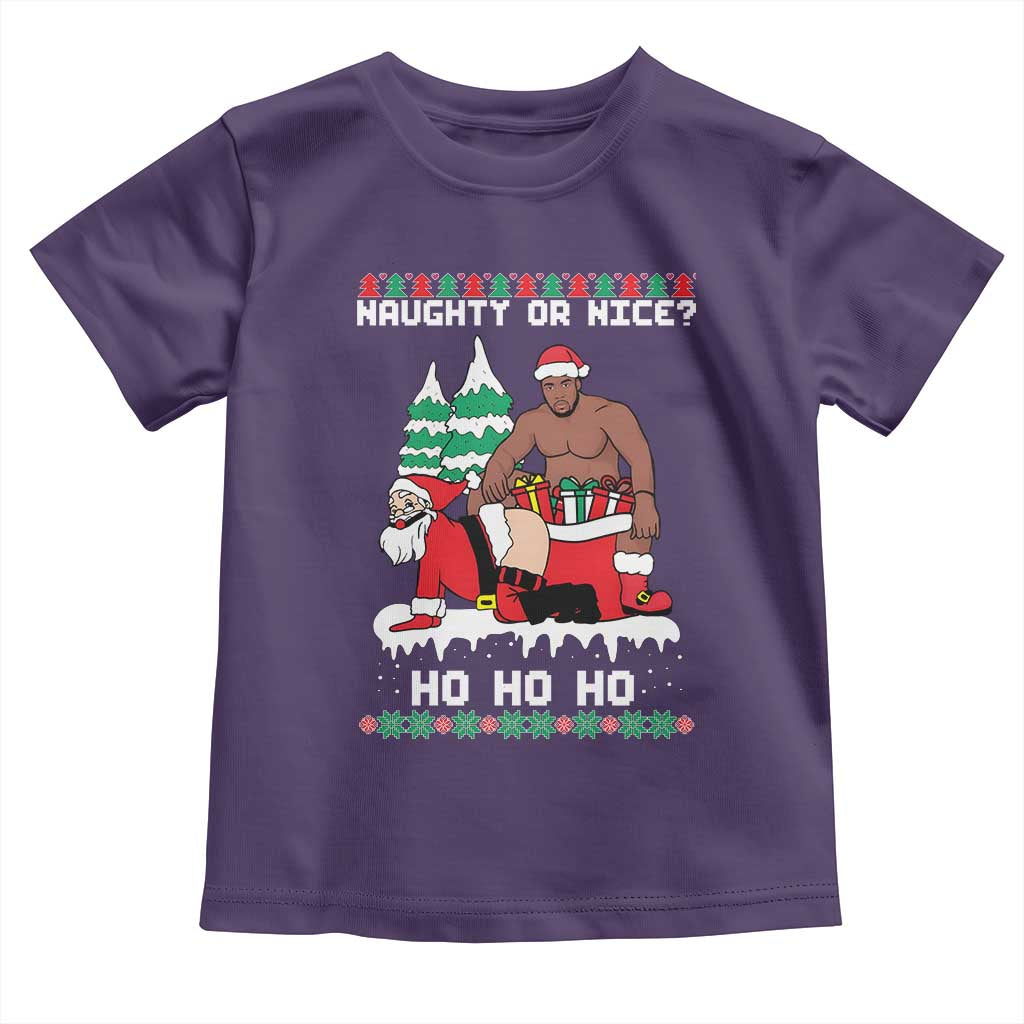 Funny Santa and Diddy Christmas Toddler T Shirt Naughty or Nice Ho Ho Ho Adult Humor Holiday - Wonder Print Shop
