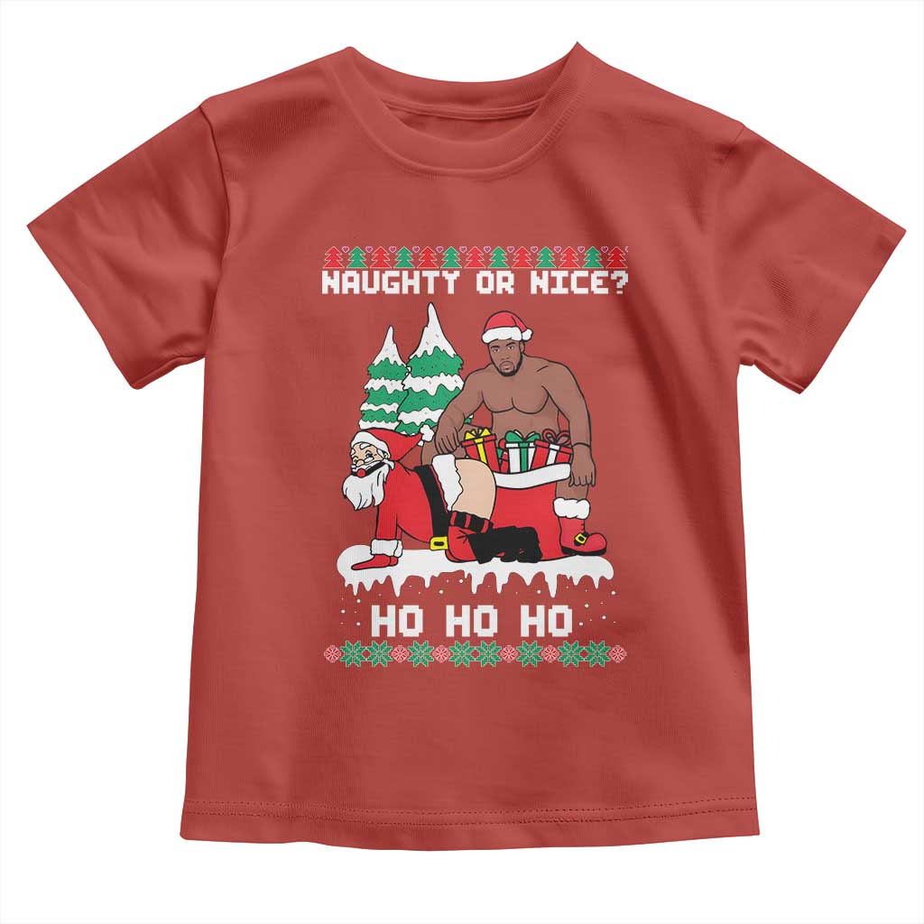 Funny Santa and Diddy Christmas Toddler T Shirt Naughty or Nice Ho Ho Ho Adult Humor Holiday - Wonder Print Shop