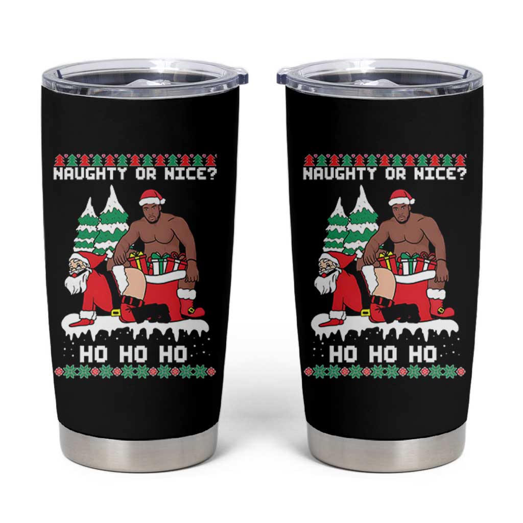 Funny Santa and Diddy Christmas Tumbler Cup Naughty or Nice Ho Ho Ho Adult Humor Holiday - Wonder Print Shop