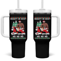 Funny Santa and Diddy Christmas Tumbler With Handle Naughty or Nice Ho Ho Ho Adult Humor Holiday - Wonder Print Shop