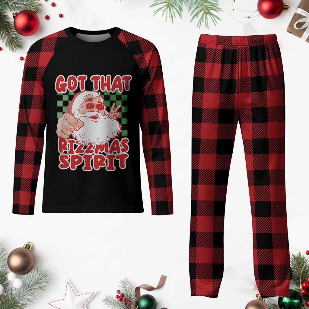 Funny Santa Rizz Christmas Plaid Pajama Set Got That Rizzmas Spirit Retro Groovy - Wonder Print Shop