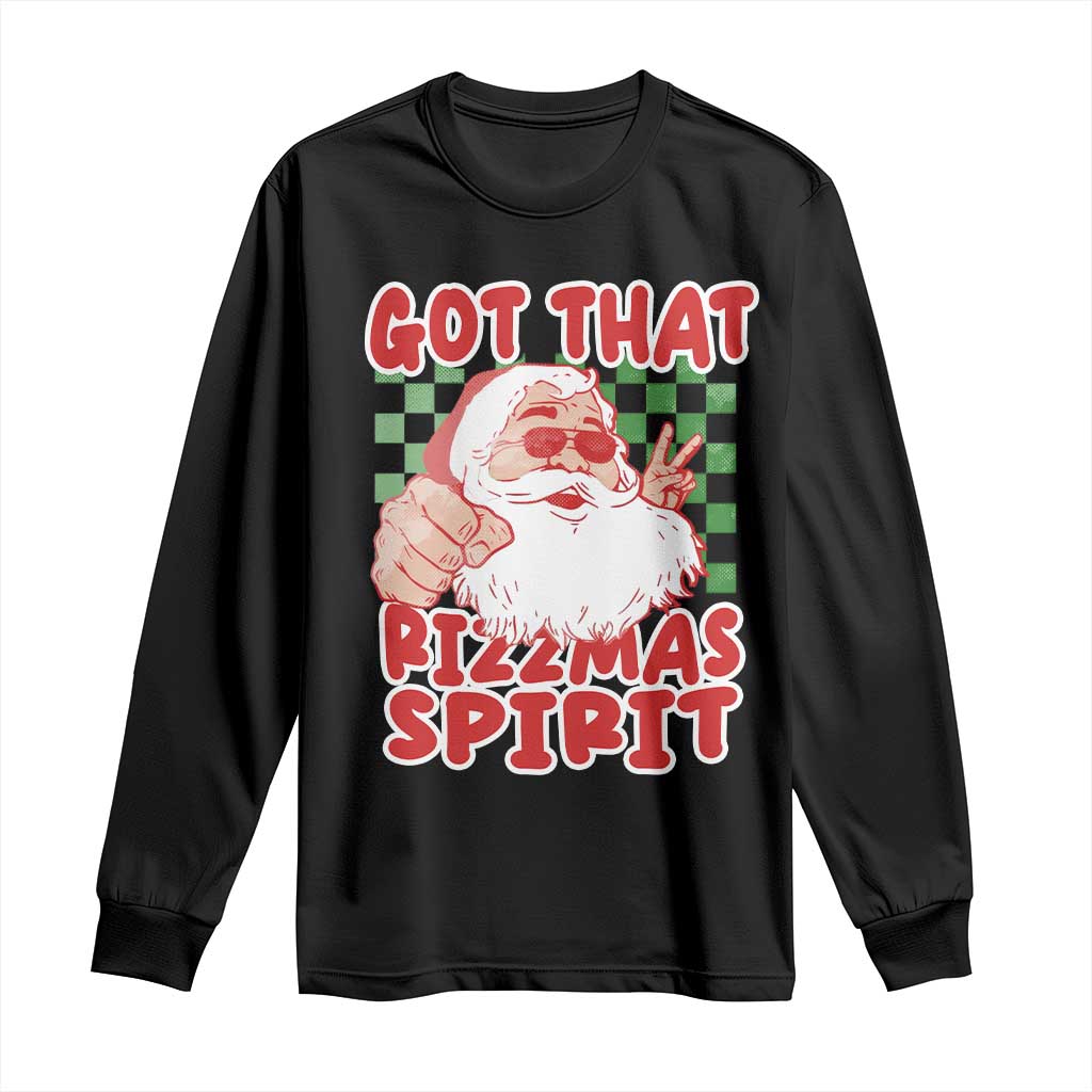 Funny Santa Rizz Christmas Long Sleeve Shirt Got That Rizzmas Spirit Retro Groovy