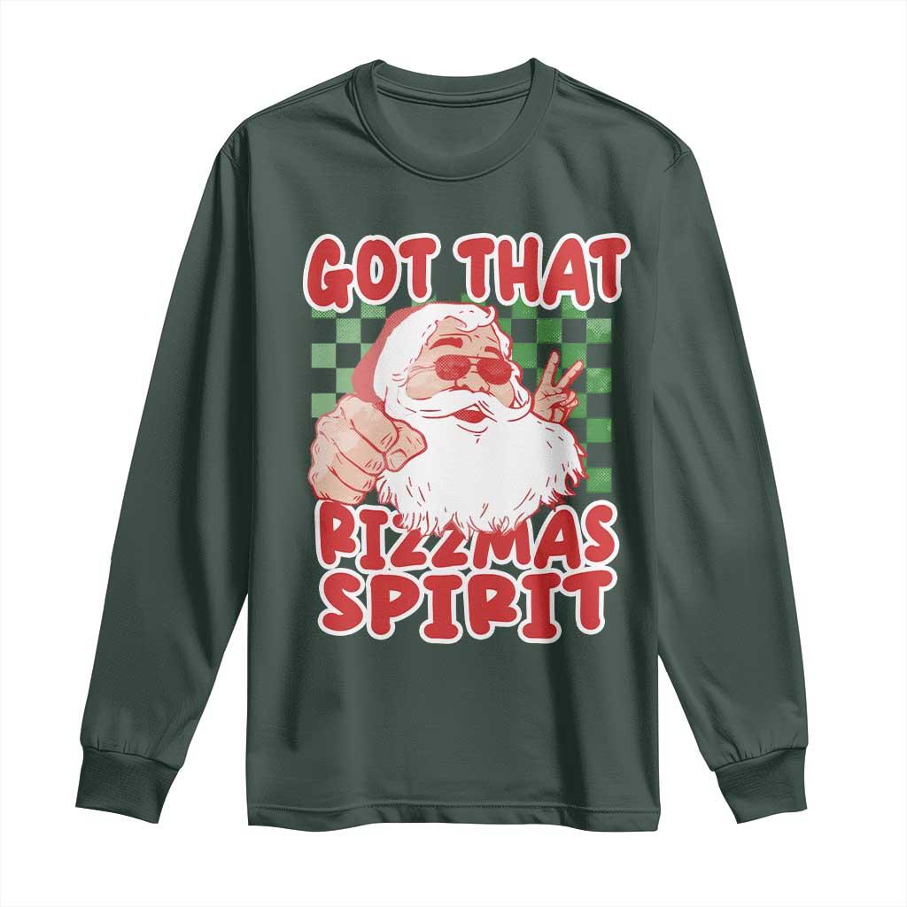 Funny Santa Rizz Christmas Long Sleeve Shirt Got That Rizzmas Spirit Retro Groovy