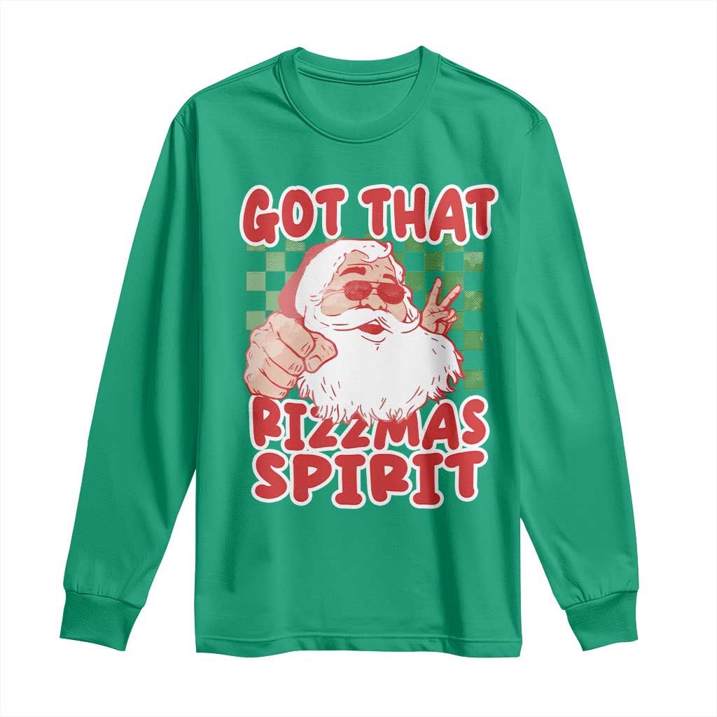 Funny Santa Rizz Christmas Long Sleeve Shirt Got That Rizzmas Spirit Retro Groovy