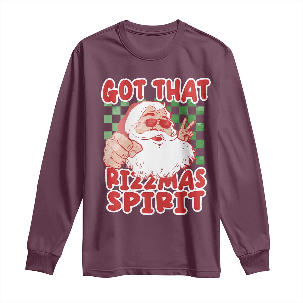 Funny Santa Rizz Christmas Long Sleeve Shirt Got That Rizzmas Spirit Retro Groovy